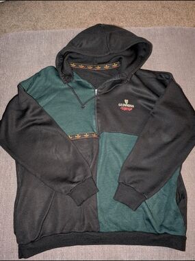 Guinness Men’s Black & Dark Green Colorblock Hoodie Sweater Half Zipper